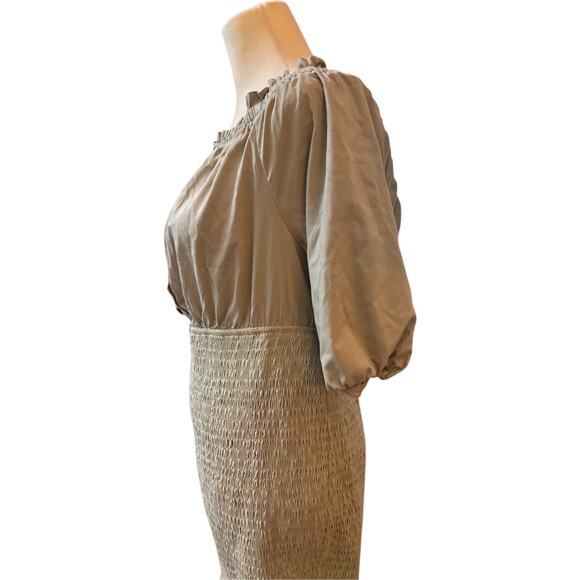 Haute Fox Sage Green Off Shoulder Smocked Dress With Ruffles, Plus Size 1X - Picture 3 of 5